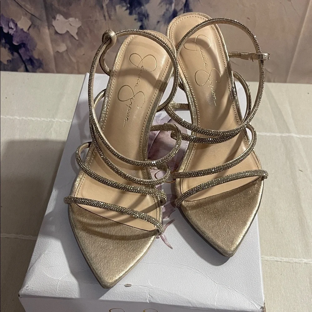 Jessica Simpson Champagne Rhinestone Heels - Picture 5 of 9